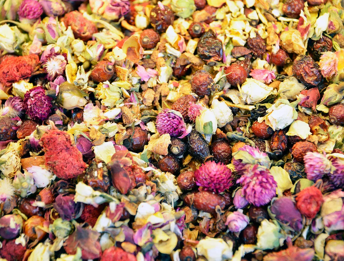 Dried herbs and flowers for tea